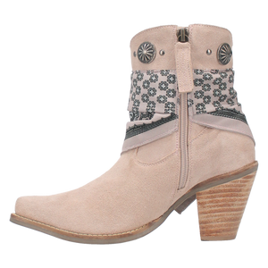 Bandida Sand Suede Silver Concho Bandana Wrapped Booties (DS)