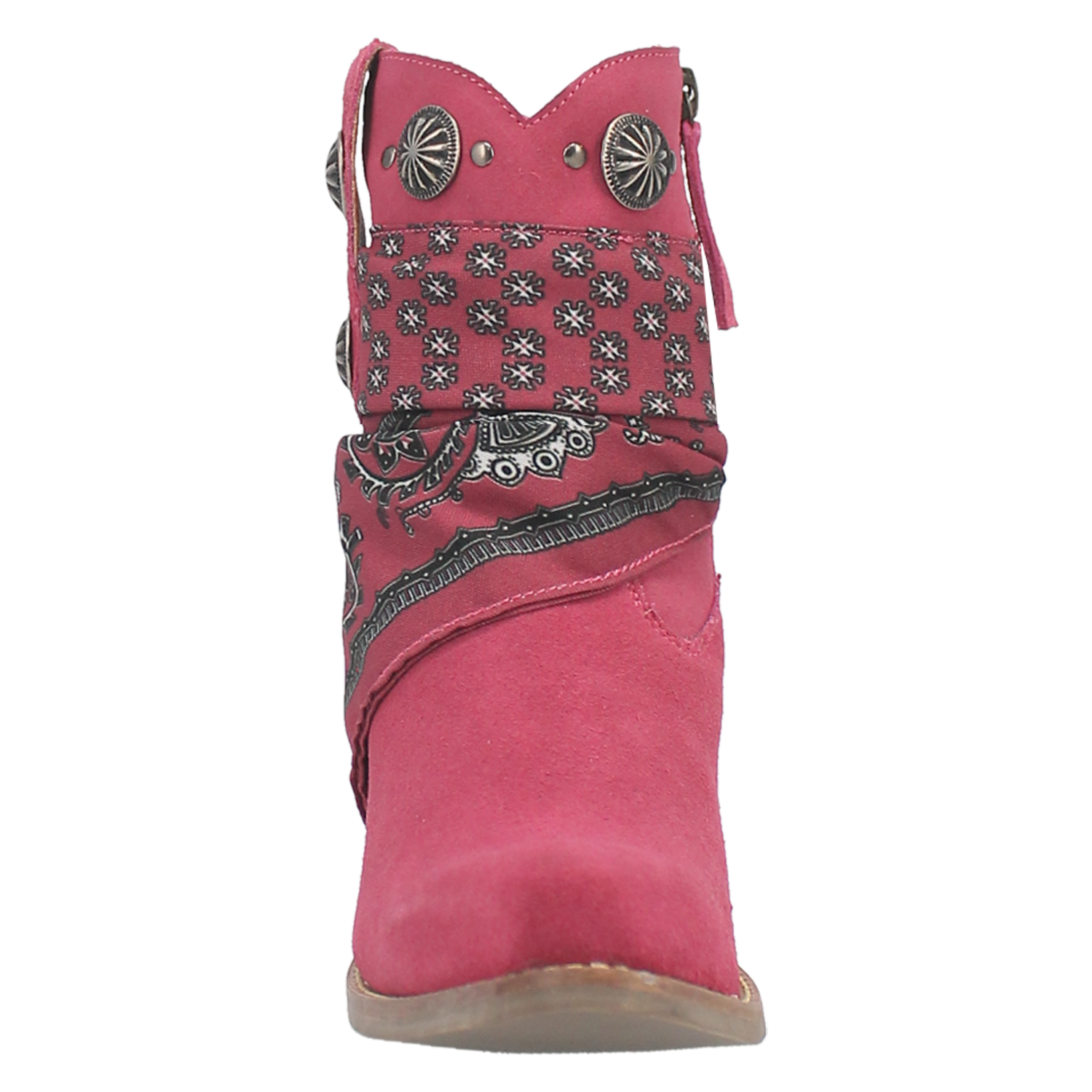 Bandida Fuchsia Suede Silver Concho Bandana Wrapped Booties (DS)