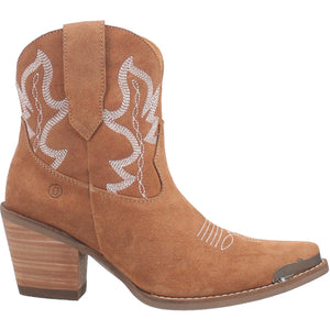 Joyride Whiskey Tan Suede Brass Tip Booties (DS)