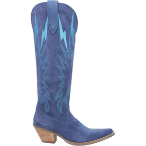 Thunder Road Blue Suede Lightning Bolt Leather Boots (DS)