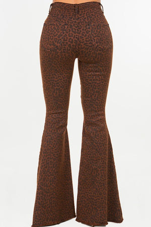 Spot Me Brown Leopard Print Bell Bottom Jeans ~ SAMPLE SALE