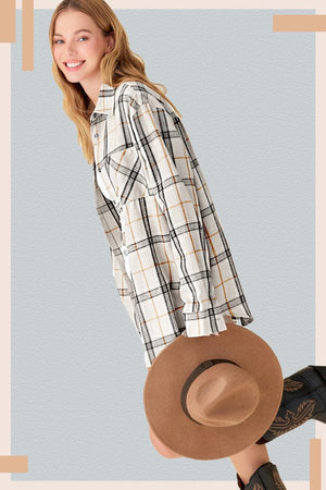 Lookin' For Love Plaid Button Down Flannel Oversized Shirt ~ SAMPLE SALE