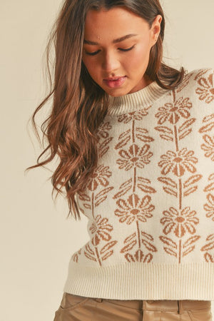 Country Romance Floral Print Knit Sweater