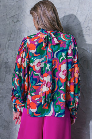 Let The Mystery Be Retro Print Blouse ~ PREORDER