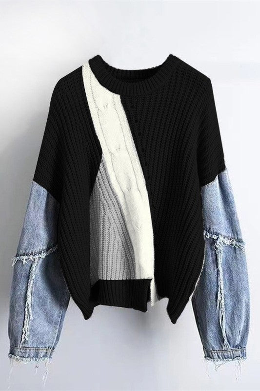Easy Street Denim Sleeve Sweater
