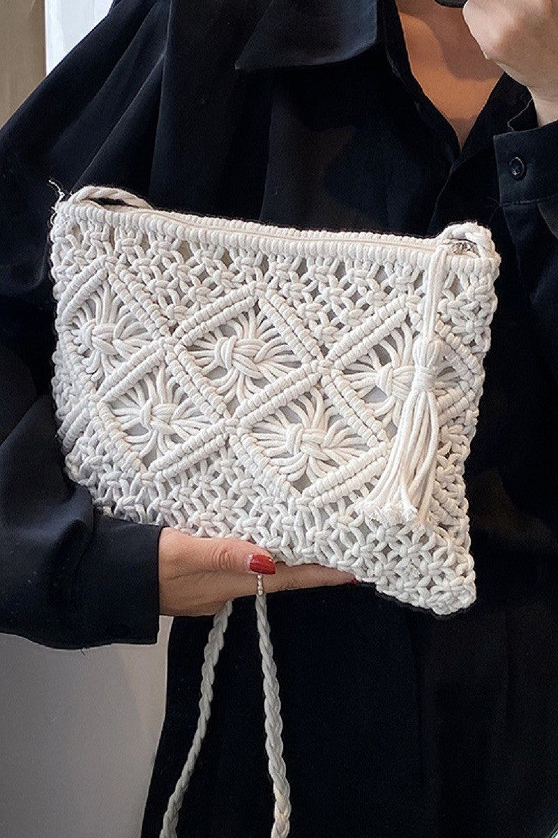 Baja Crochet Crossbody Bag/ Clutch