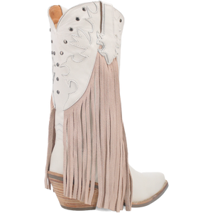 Hoedown Off White Leather Fringe Boots (DS)
