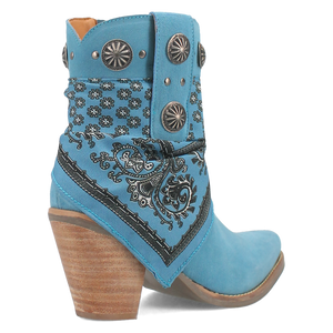 Bandida Blue Suede Silver Concho Bandana Wrapped Booties (DS)