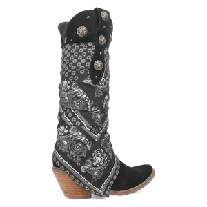 Rhapsody Black Suede Silver Concho Bandana Wrapped Boots (DS)