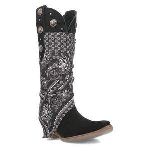 Rhapsody Black Suede Silver Concho Bandana Wrapped Boots (DS)
