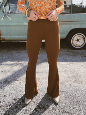 Simply Solid Bell Bottom Flare Pants