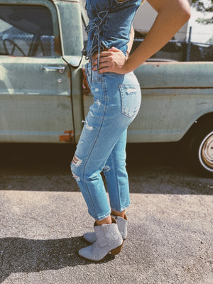 Tangled Up In Blue Cropped Straight Denim
