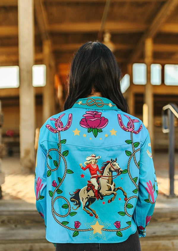 Love Is A Rose Retro Cowgirl Pearl Snap Button Up Cropped Top &/or Lightweight Jacket - PREORDER 4/22