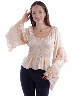 Never Knew Lonely Boho Style Crochet Bell Sleeve Blouse