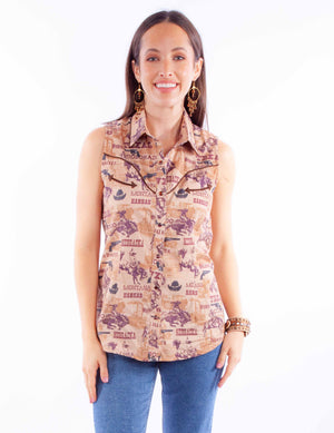 State Side Sleeveless Western Top