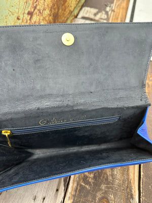 Vintage Robert Armani Electric Blue Snakeskin Leather Clutch Purse