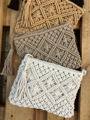 Baja Crochet Crossbody Bag/ Clutch