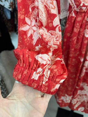 Free People Red Floral Soli Mini Dress - Size XL