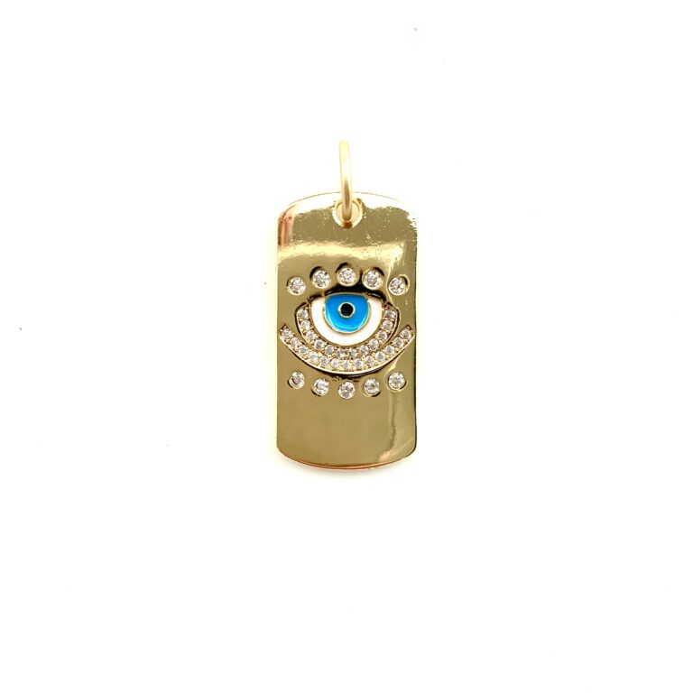 Evil Eye Dog Tag Gold Pendant/Charm