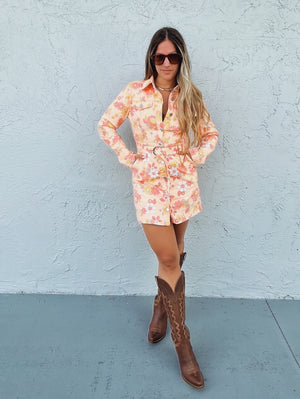 Meet In The Middle Floral Print Button Up Mini Dress
