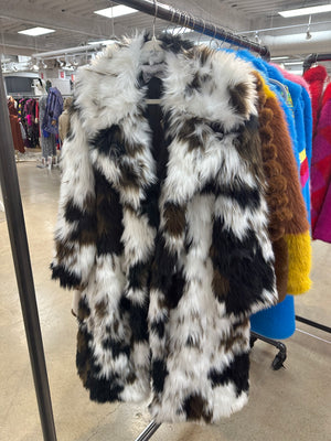 Holy Mooly Cow Print Faux Fur Jacket