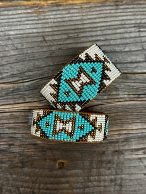 Kaqchi Turquoise & Gold Leather Cuff Bracelet ~ MADE TO ORDER