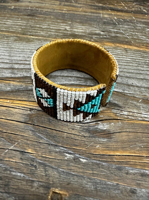 Kaqchi Turquoise & Gold Leather Cuff Bracelet ~ MADE TO ORDER