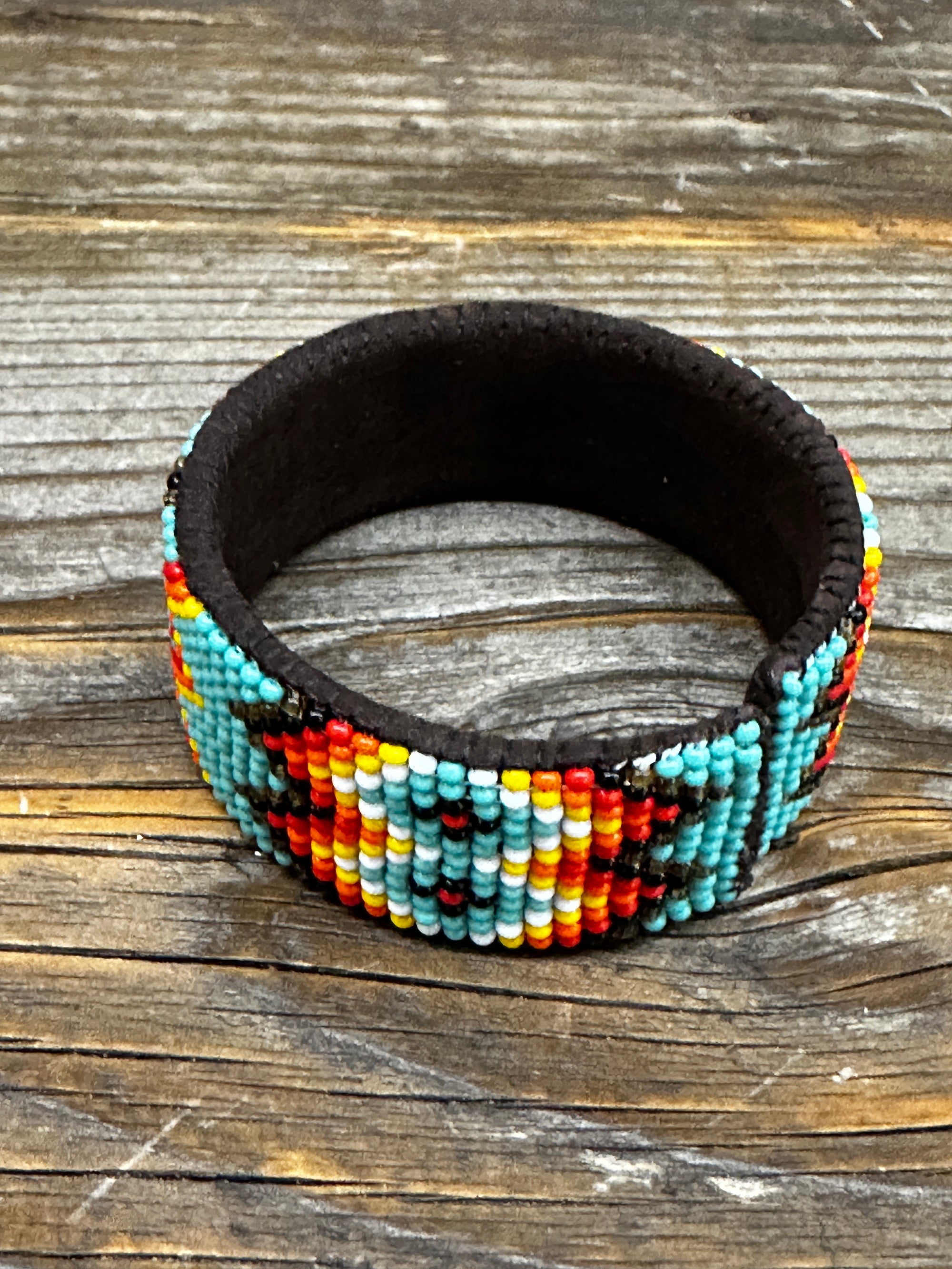 Kaqchi Turquoise Aztec Leather Cuff Bracelet ~ MADE TO ORDER