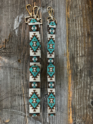 Kaqchi Beaded Turquoise & Gold Crossbody Straps ~ MADE TO ORDER