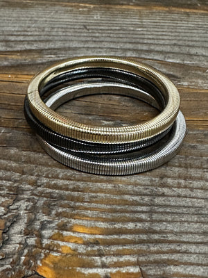 Three's Company Square Snake 6mm Coil Bracelet Set - BACKORDER