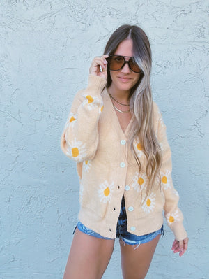 Dancing Daisy Button Up Sweater Cardigan