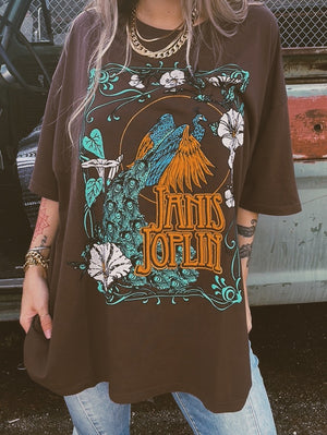 Janis Joplin Floral Peacock OS Tee