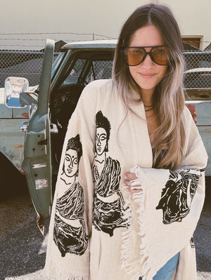 Enlightened One One Of A Kind Hand Painted Buddha Kaftan Robe ~ MADE TO ORDER