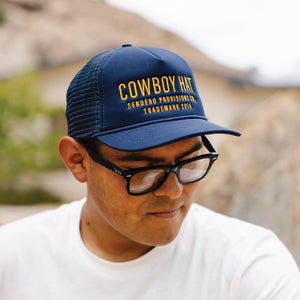Cowboy Hat Snap Back Trucker Hat - Navy