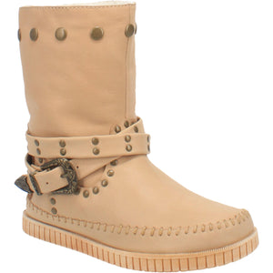 Malibu Sand Leather Antique Studded Buckle Boots (DS)