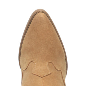 Flannie Natural Suede Leather V Cut Front Booties (DS)