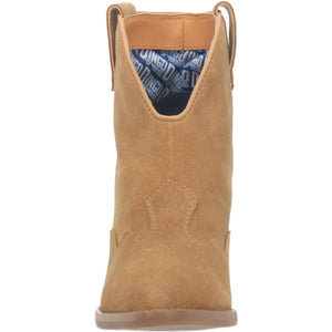 Flannie Natural Suede Leather V Cut Front Booties (DS)