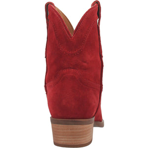 Tumbleweed Candy Apple Red Suede V Cut Front Ankle Booties (DS)