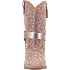 Crown Jewel Rose Gold Rhinestone Leather Harness Booties (DS)