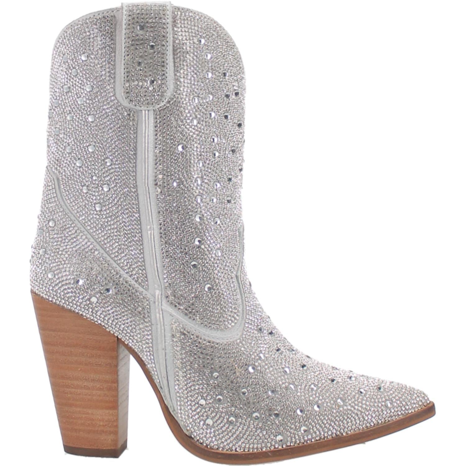 Neon Moon Bling Silver Leather Booties (DS)