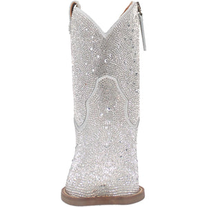Rhinestone Cowgirl Bling Silver Leather Booties (DS) - BACKORDER 2/20/24