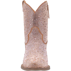 Rhinestone Cowgirl Bling Rose Gold Leather Booties (DS)