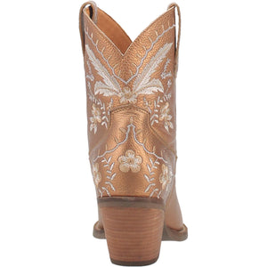 Primrose Bronze Leather Boots w/ Stitched Floral Designs ~ Size 10 ~ SAMPLE SALE