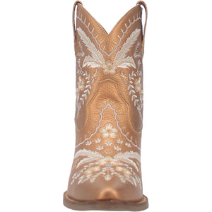 Primrose Bronze Leather Boots w/ Stitched Floral Designs ~ Size 10 ~ SAMPLE SALE
