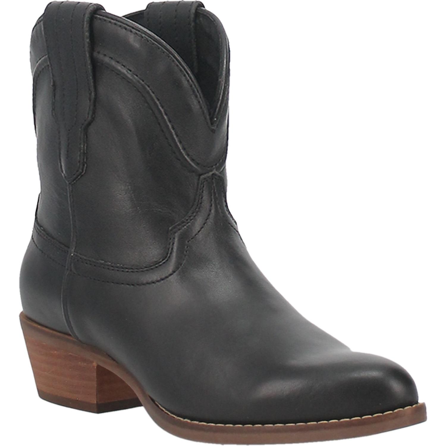 Seguaro Black V Cut Leather Boots (DS) ~ BACKORDER 2/25/24