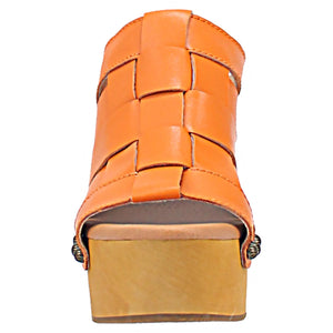 Dagwood Leather Woven Studded Platform Clogs ~ ORANGE (DS) DP