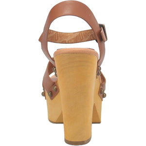 Woodstock Cris-Cross Leather Studded Platform Sandals ~ Tan (DS) DP