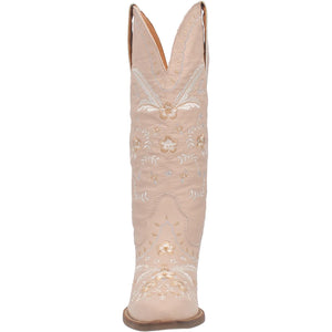 Full Bloom Sand Embroidered Flower Leather Boots (DS)