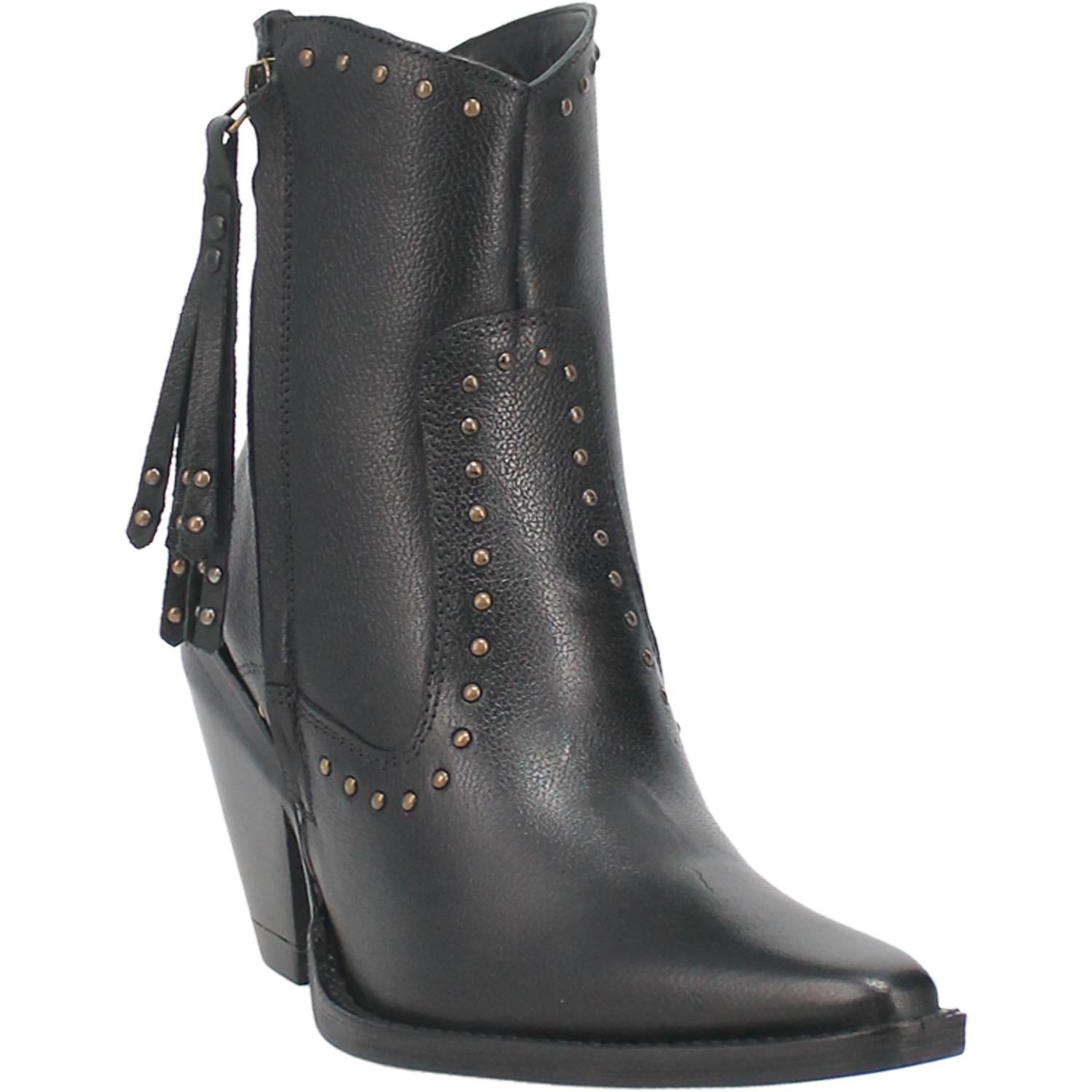Classy N' Sassy Studded Black Leather Booties (DS)