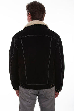 Men's Black Suede Sherpa Lined Jean Style Jacket (DS)